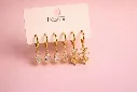Gold Plated 3-Pair Crystal Drop Earrings Set