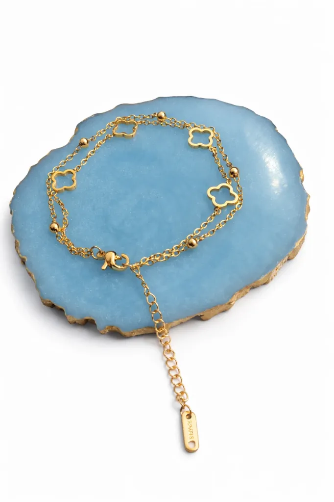 Gold Plated Clover Bracelet Double Layered