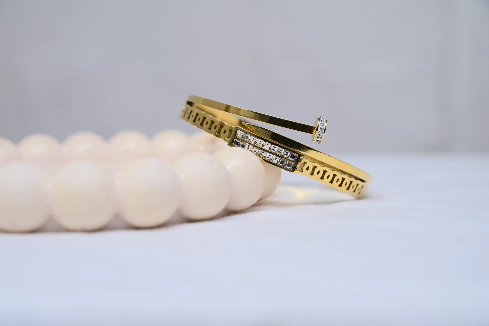 Baby Size | Gold Plated Designer Bracelet with Crystal Detailing | Stylish Fashion Bracelet for Women & Girls
