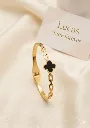 Gold Plated Stainless Steel Clover Kada