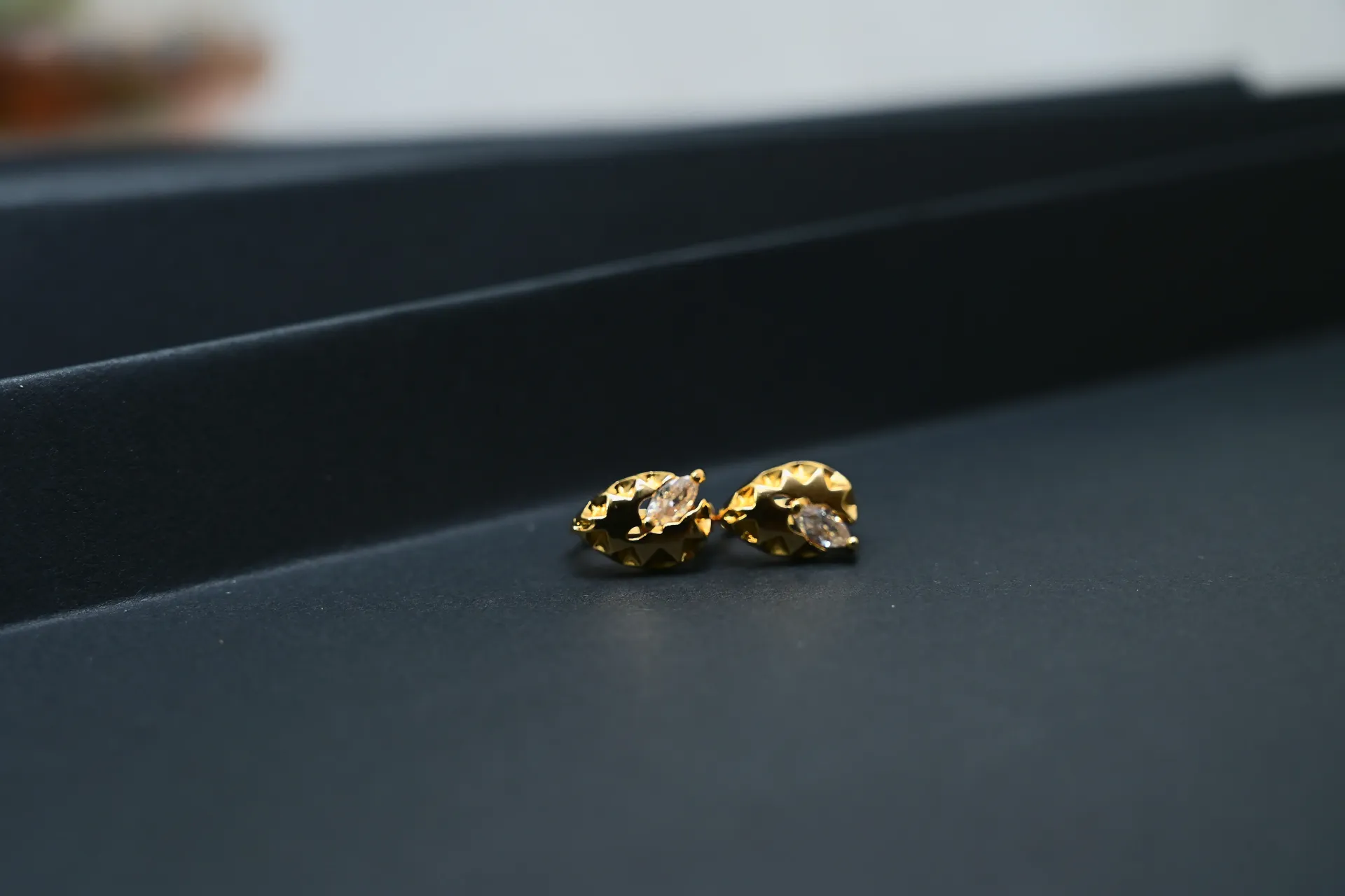 Elegant Gold-Tone Stud Earrings for Women | Sparkling Stone Accent | Stylish Everyday & Party Wear Earrings