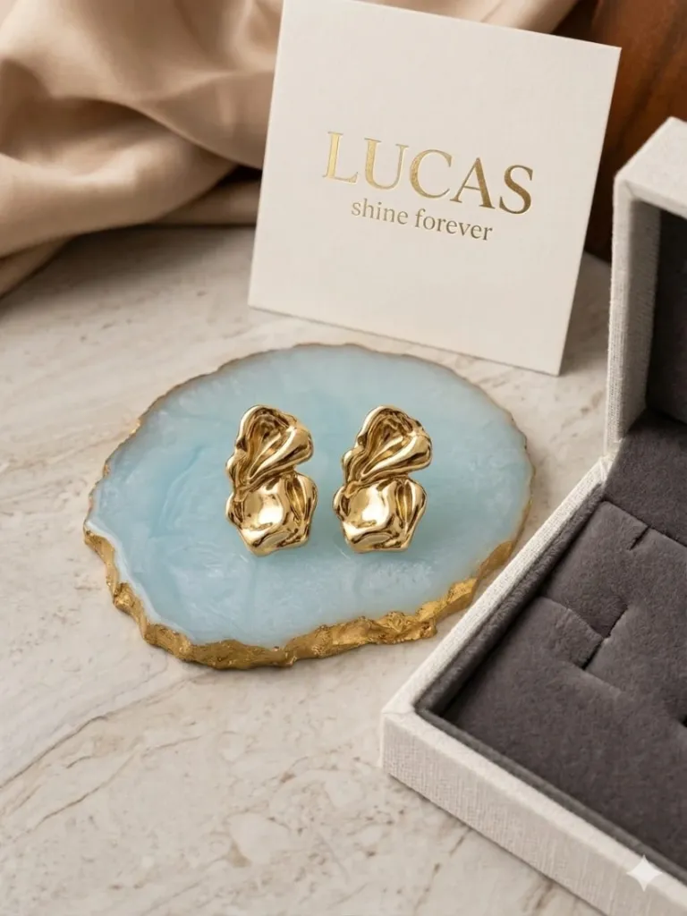 Gold Plated Abstract Stud Earring