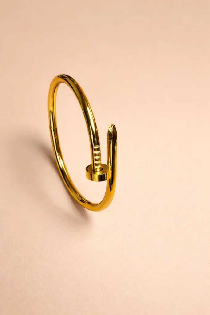 Gold Plated Nail Bracelet