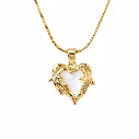 Gold Plated Dolphin Embrace Heart Shape Necklace