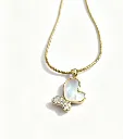 Gold Plated Heart & Butterfly Pendant Necklace