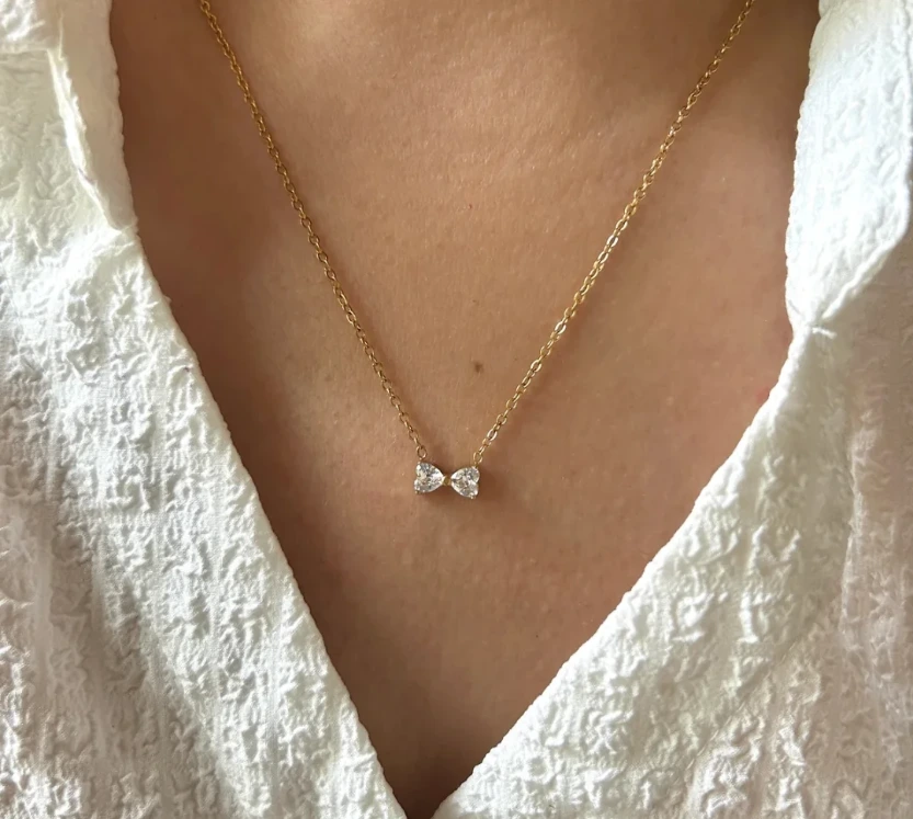 Elegant Gold-Toned Bow Pendant Necklace for Women
