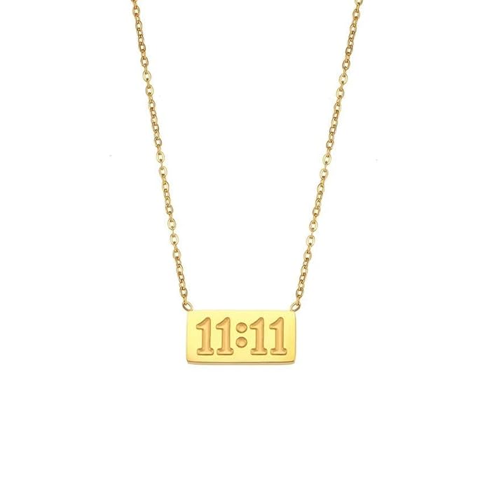 11:11 Engraved Gold Plated Pendant Necklace for Women |  Stainless Steel Anti Tarnish