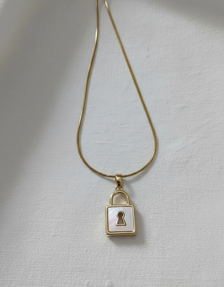 Gold Plated Dainty Padlock Pendant