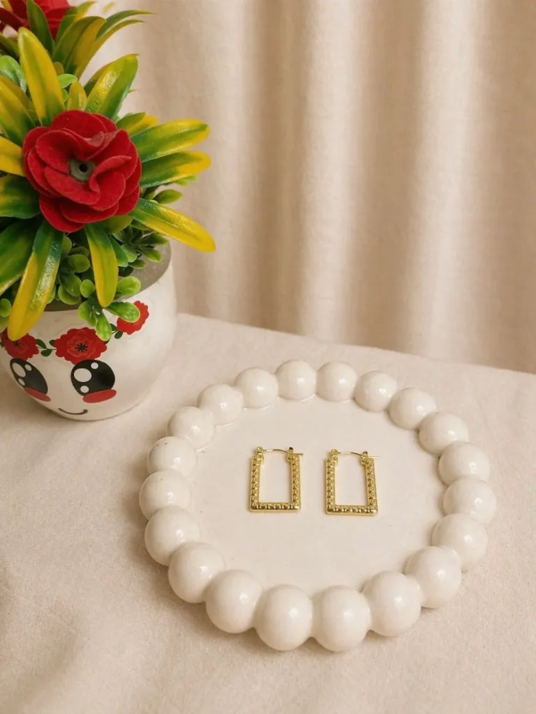 Stylish Gold Plated Rectangular Hoop| Anti Tarnish