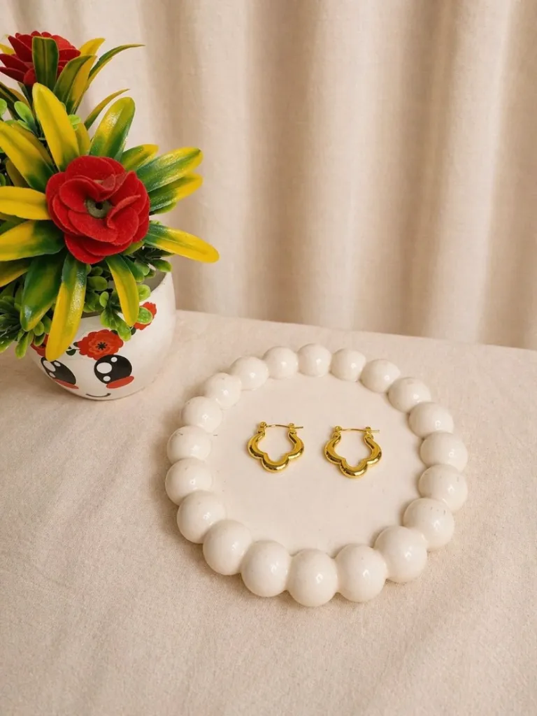 Stylish Gold-Plated Clover Hoop Earrings for Women | Anti-Tarnish Stainless Steel