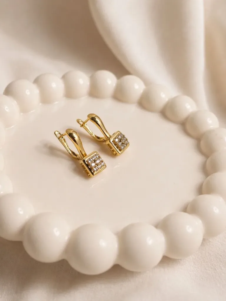 Studded Drop Hoops | Gold Plated | Anti tarnish