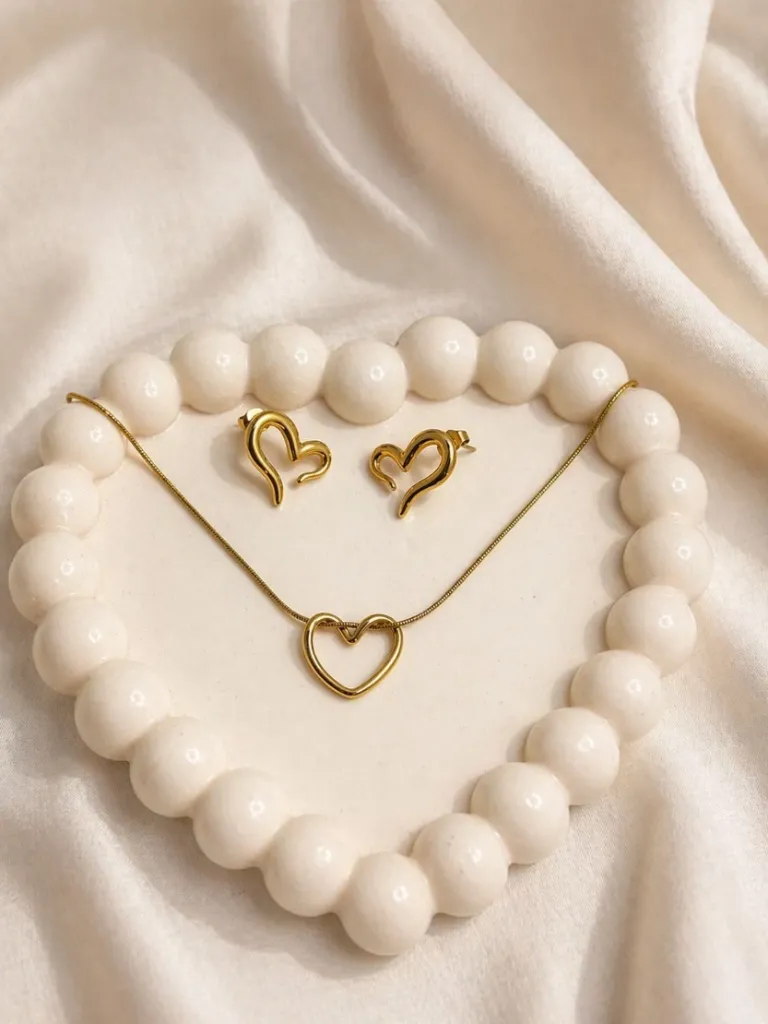 Heart and Necklace Set with Earring | Stainless Steel | Anti tarnish