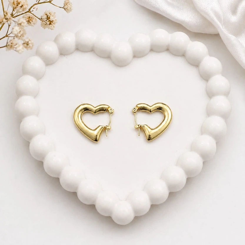 Puffy Heart Hoop Earrings| Anti Tarnish
