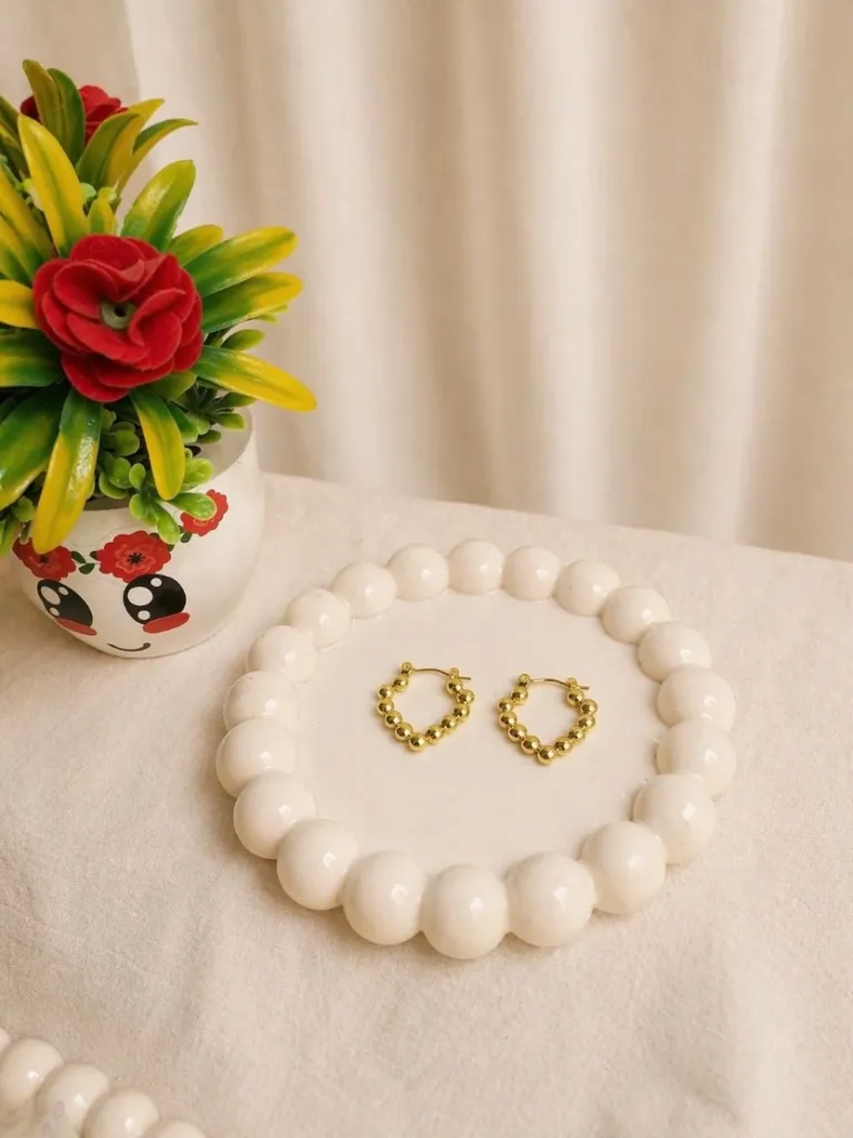 Gold Plated Beaded Hoop| Lightweight Anti-Tarnish