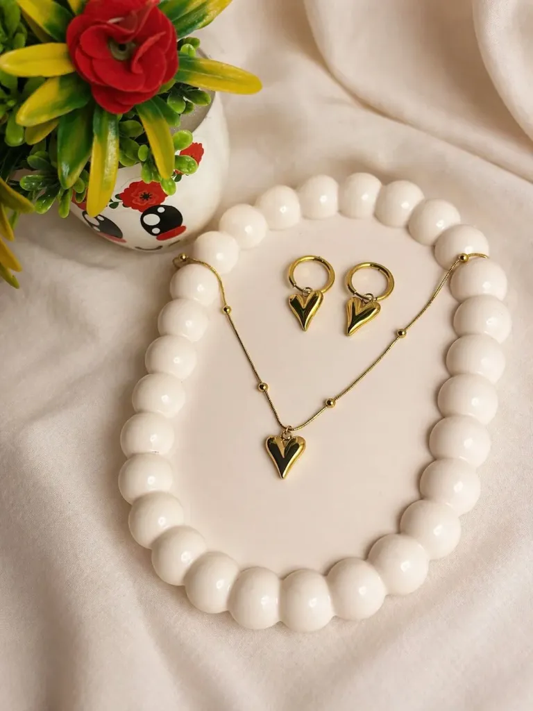 Heart Necklace with Earring