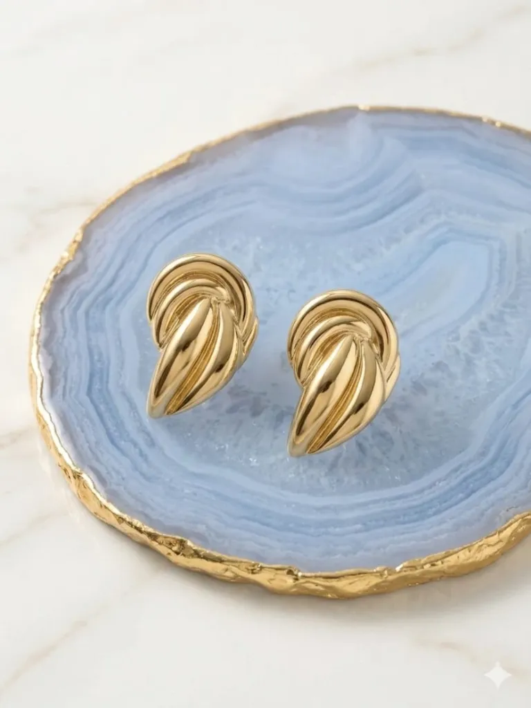 Gold Plated Stainless Steel Knot Stud Earrings