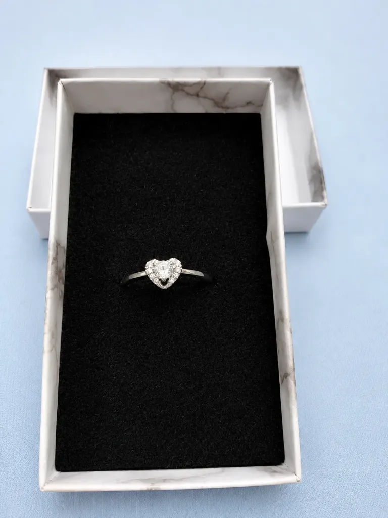 Elegant Heart Shape Crystal Studded Adjustable Ring